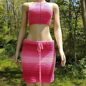 Crochet Crop Top w Matching Skirt